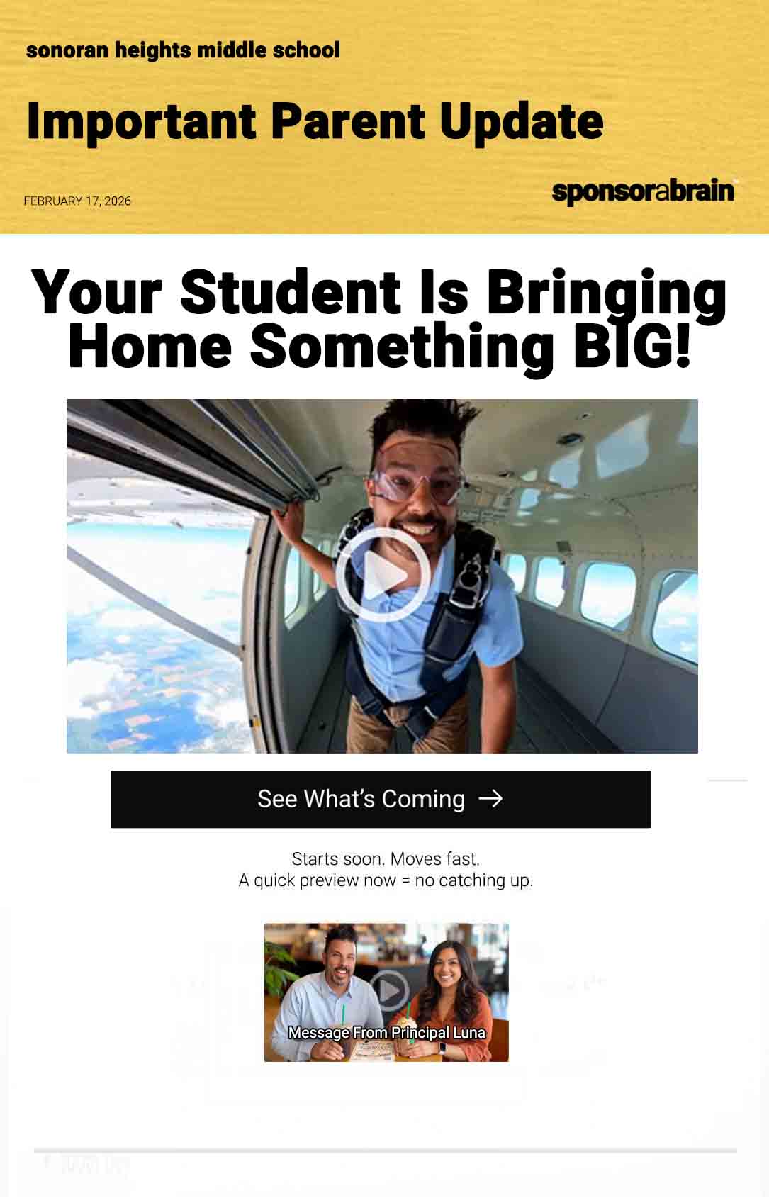 Important Parent Update - Sponsor A Brain