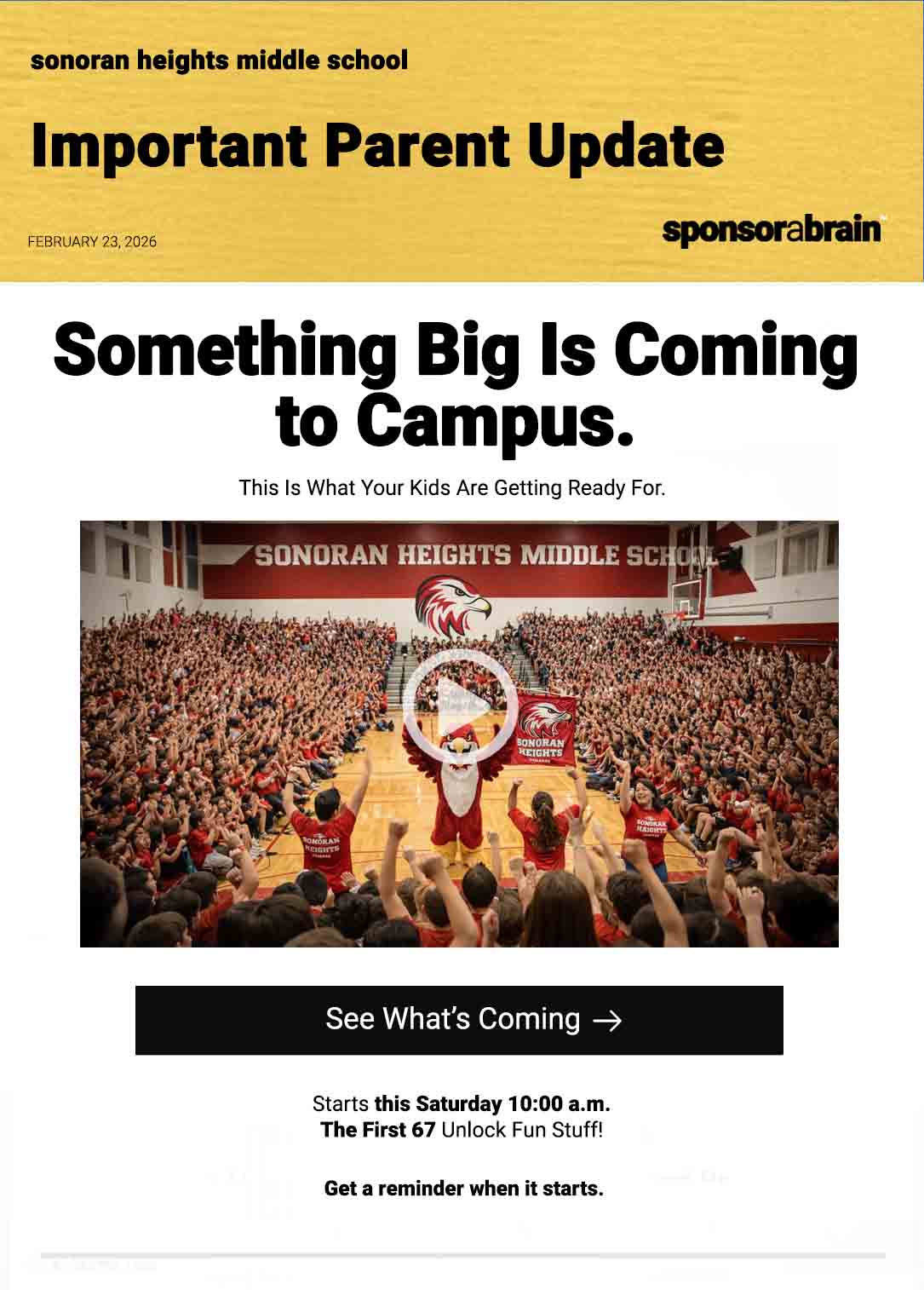 Important Parent Update - Sponsor A Brain