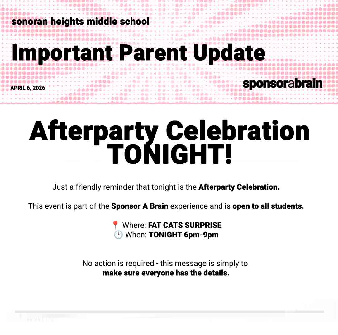 Important Parent Update - Sponsor A Brain