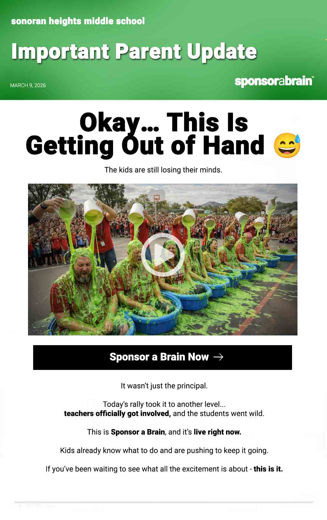 Important Parent Update - Sponsor A Brain